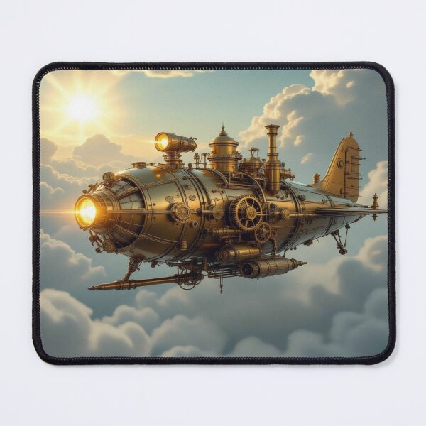 Item preview, Majestic Steampunk Airship drifting through golden skies in retro‑futuristic elegance designed and sold by FotoworldEdel.