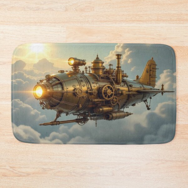 Item preview, Majestic Steampunk Airship drifting through golden skies in retro‑futuristic elegance designed and sold by FotoworldEdel.