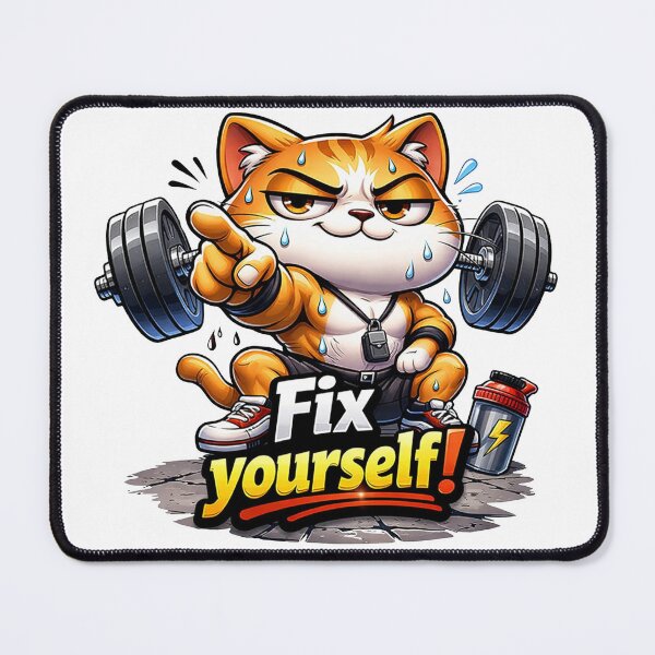 Item preview, Judging Cat Gym Fitness Sticker – Fix yourself designed and sold by les3cerises.