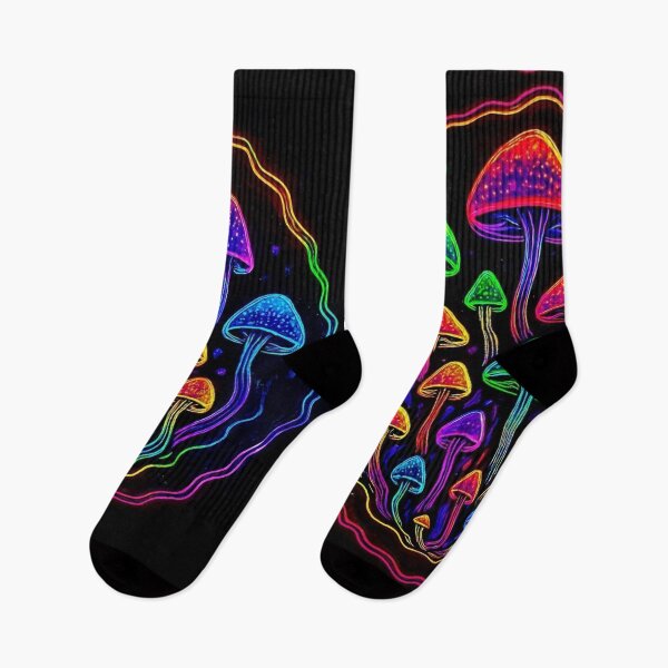Item preview, Neon Psychedelic Mushrooms – Glowing Trippy Fungi Art designed and sold by myforestfog.
