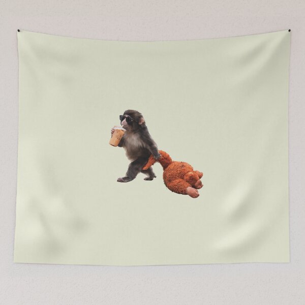 Item preview, Baby Monkey Punch Drinking Iced Coffee, Animal Lover designed and sold by Vonravenn.
