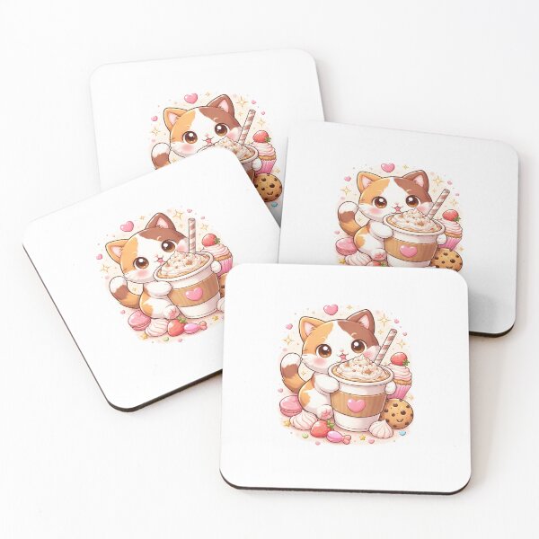 Item preview, Kawaii Calico Cat Coffee Delight designed and sold by WorkinProgress0.