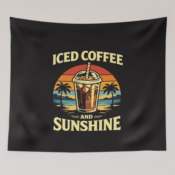 Item preview, Iced Coffee And Sunshine Summer Vibes Retro Beach Aesthetic Coffee Lover Gift designed and sold by kiralynstration.