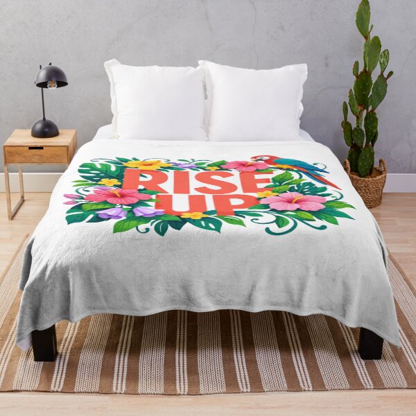 Item preview, Rise Up Tropical Floral Typography – Empowering Motivational Art with Parrot & Vibrant Flowers designed and sold by Bright Nest Studio.