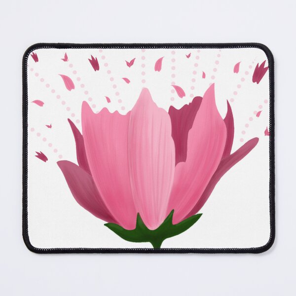 Item preview, Pink blooming flower with falling petals, soft gradient style, clean isolated background. designed and sold by KotchySmile.