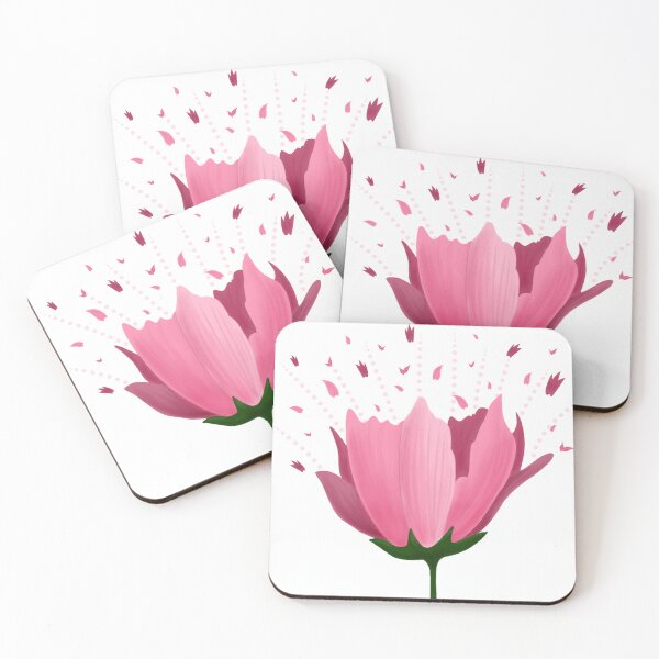 Artikelvorschau, Rosa blühende Blume mit abfallenden Blütenblättern, sanfter Farbverlauf, sauberer, isolierter Hintergrund. entworfen und verkauft von KotchySmile.