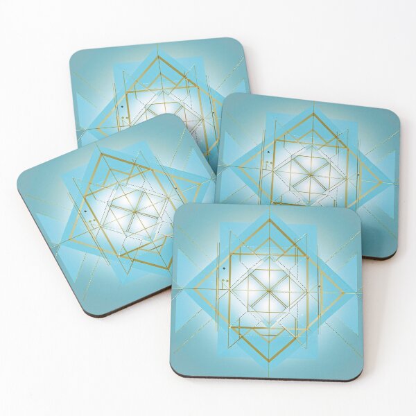 Item preview, Sacred Geometry Angular Grid System Design – Minimal Gold Line Structure on Teal Background designed and sold by ArtivaNest.