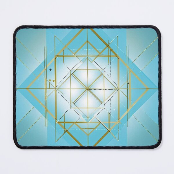 Item preview, Sacred Geometry Angular Grid System Design – Minimal Gold Line Structure on Teal Background designed and sold by ArtivaNest.