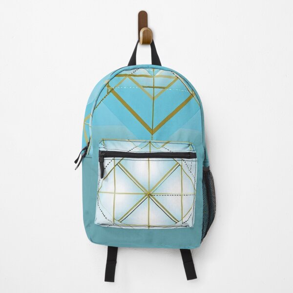Item preview, Sacred Geometry Angular Grid System Design – Minimal Gold Line Structure on Teal Background designed and sold by ArtivaNest.
