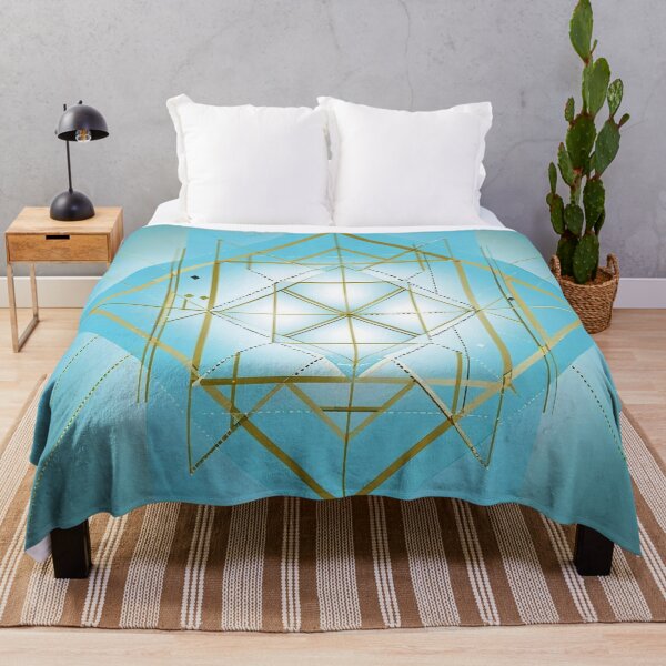 Item preview, Sacred Geometry Angular Grid System Design – Minimal Gold Line Structure on Teal Background designed and sold by ArtivaNest.