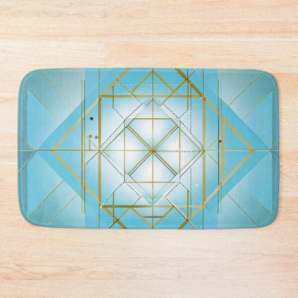 Item preview, Sacred Geometry Angular Grid System Design – Minimal Gold Line Structure on Teal Background designed and sold by ArtivaNest.