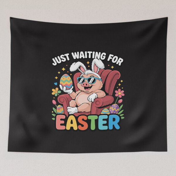 Item preview, Just Waiting For Easter Funny Bunny Pig Cute Easter Humor Kids Gift designed and sold by kiralynstration.