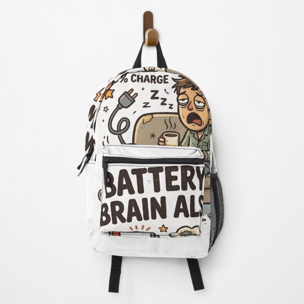 Item preview, Battery Low Brain Also Low – Funny Tired Life Cartoon Design designed and sold by Morden-Design.