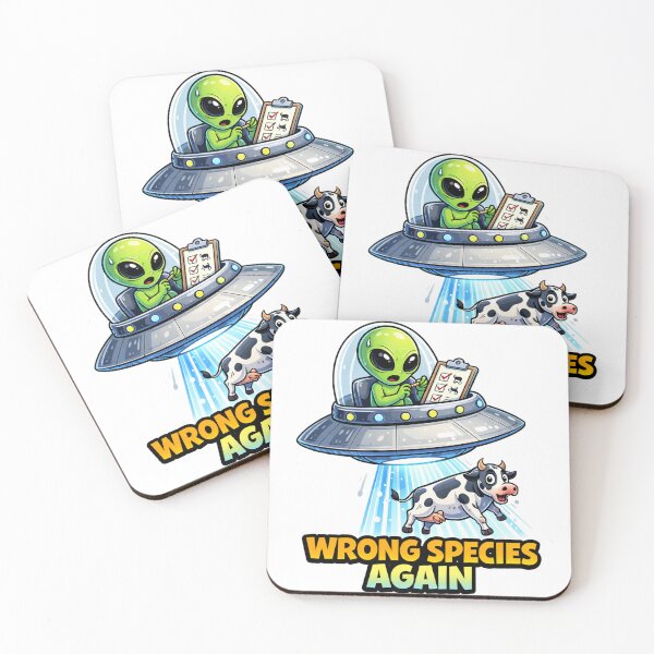 Item preview, Wrong Species Again Funny Alien Cow Abduction Meme designed and sold by the-dovlat.