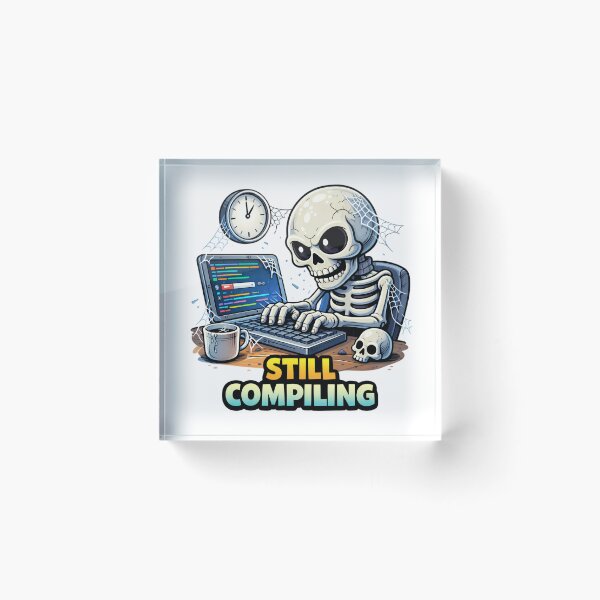 Artikelvorschau, Noch immer am Kompilieren eines lustigen Programmierer-Skelett-Coding-Memes entworfen und verkauft von the-dovlat.