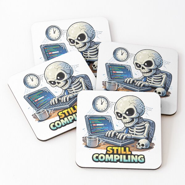 Item preview, Still Compiling Funny Programmer Skeleton Coding Meme designed and sold by the-dovlat.