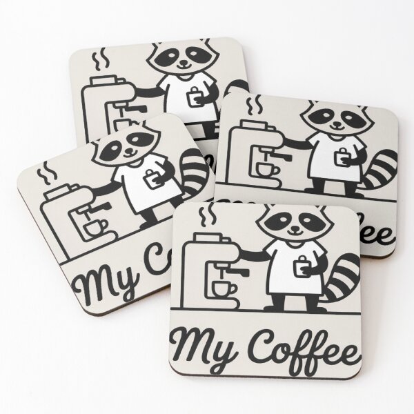 Item preview, Raccoon Nurse Guarding Coffee – My Coffee Funny T-Shirt Design designed and sold by Mitaudesign.