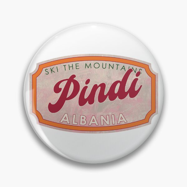 Item preview, Pindi, Albania, Ski, textured skiing badge designed and sold by Wanderful-roads.