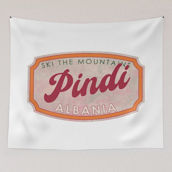 Item preview, Pindi, Albania, Ski, textured skiing badge designed and sold by Wanderful-roads.