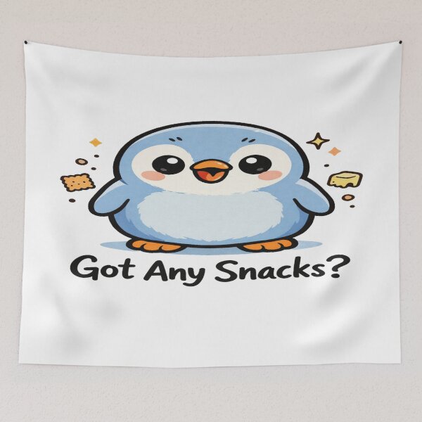 Item preview, Lindo pingüino "¿Tienes algún bocadillo?" Dibujo animado: adorable diseño con humor sobre comida para niños y divertidos productos. designed and sold by Bright Nest Studio.