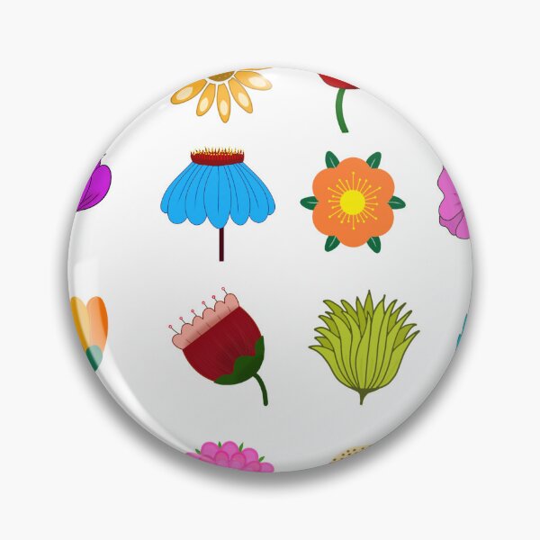 Item preview, Set of colorful stylized flower icons and floral elements isolated on black background. Simple flat vector illustration for botanical design. designed and sold by KotchySmile.