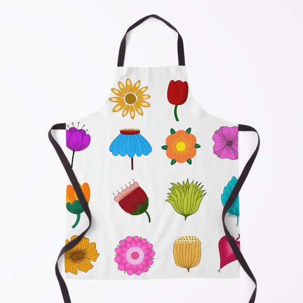 Item preview, Set of colorful stylized flower icons and floral elements isolated on black background. Simple flat vector illustration for botanical design. designed and sold by KotchySmile.