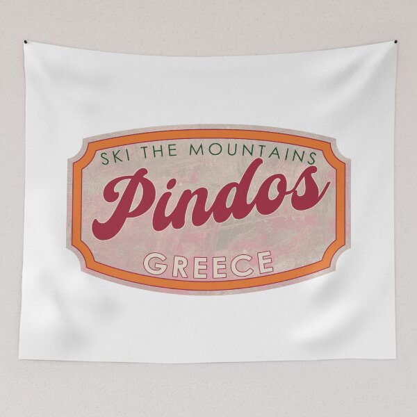 Item preview, Pindos, Greece, Ski, textured skiing badge designed and sold by Wanderful-roads.