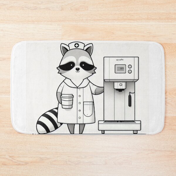 Item preview, Raccoon Nurse Guarding Coffee – My Coffee Funny T-Shirt Design designed and sold by Mitaudesign.