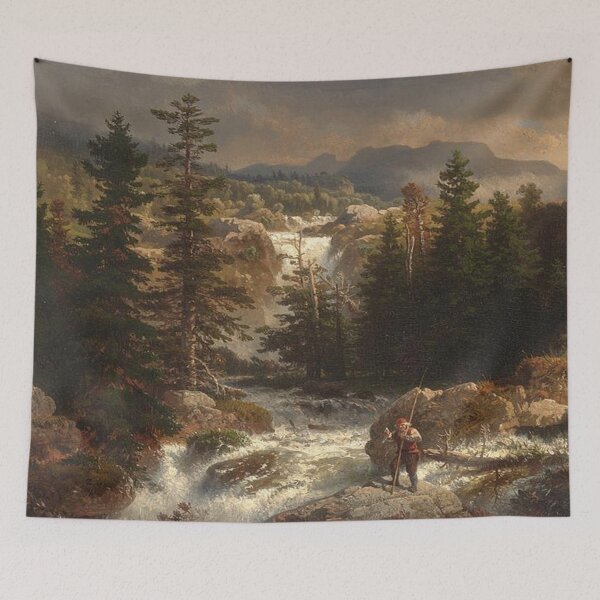 Item preview, A Fisherman Inspecting His Catch near a Mountain Torrent designed and sold by SharonTheFirst.
