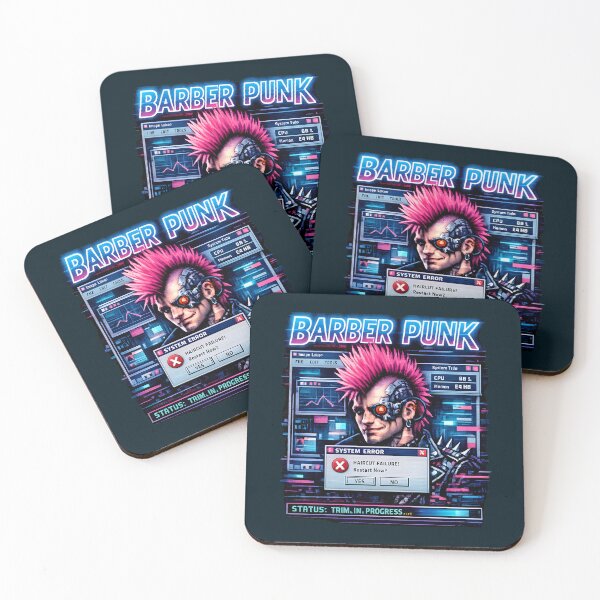 Artikelvorschau, Barber Punk Retro Tech Glitch Art entworfen und verkauft von SplashTastic.