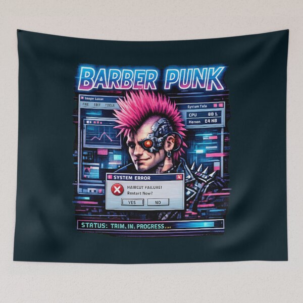 Item preview, Barber Punk Retro Tech Glitch Art designed and sold by SplashTastic.