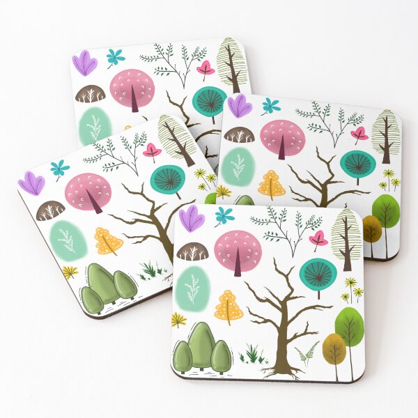 Item preview, Cartoon vector set of trees, leaves and flowers. Colorful, cute nature elements for design, decoration and creative use. designed and sold by KotchySmile.