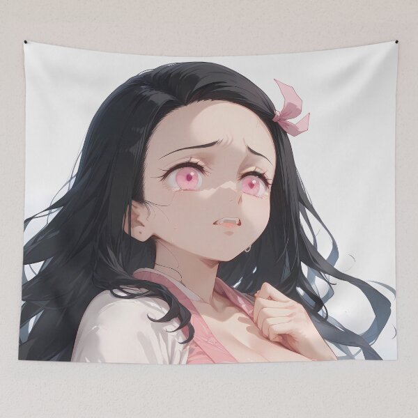 Item preview, Nezuko Kamado Demon Slayer Tearful Pink Kimono Soft Light designed and sold by Spraykart.
