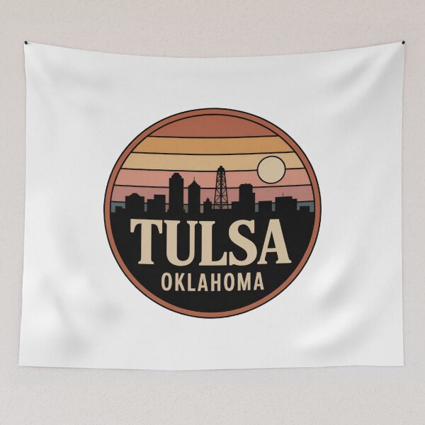 Item preview, Tulsa Oklahoma: Retro Sunset Skyline Oil Derrick designed and sold by CircinusStore.