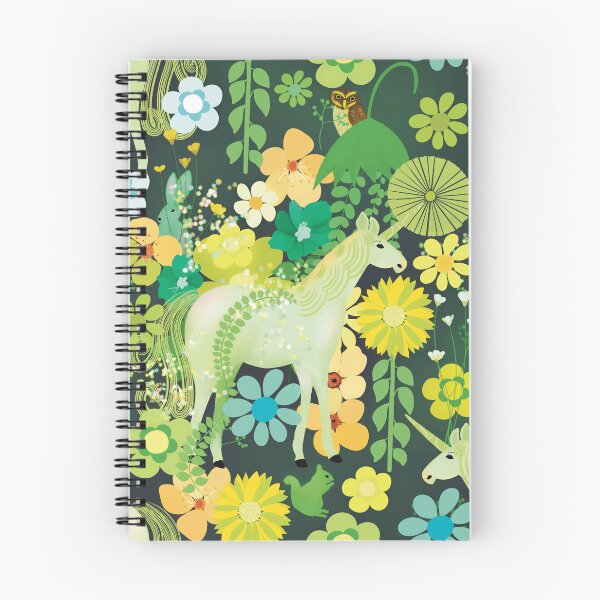 Item preview, Unicorn in Magic Green Floral Forest - Dark Green Background designed and sold by KizzyW.