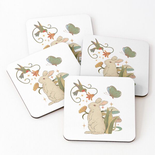 Item preview, Vintage Cottagecore Rabbit & Hummingbird Garden designed and sold by infinitearte.
