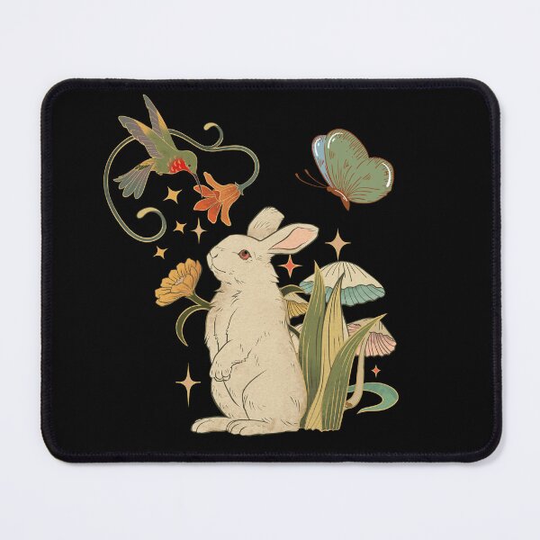 Item preview, Vintage Cottagecore Rabbit & Hummingbird Garden designed and sold by infinitearte.