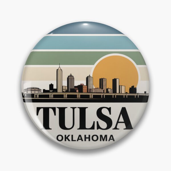 Item preview, Tulsa Oklahoma: Detailed Skyline Muted Stripes Circle  designed and sold by CircinusStore.