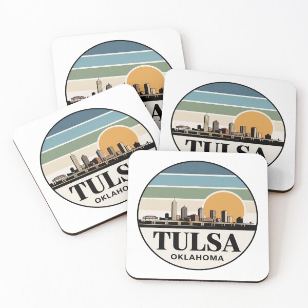 Item preview, Tulsa Oklahoma: Detailed Skyline Muted Stripes Circle  designed and sold by CircinusStore.