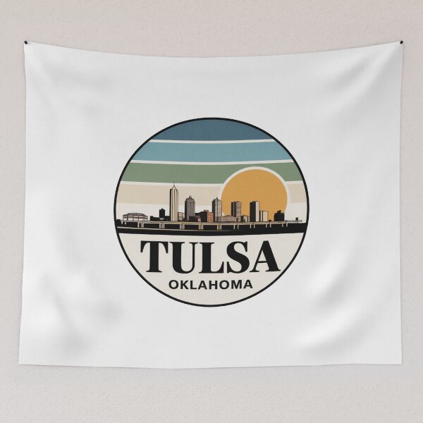 Item preview, Tulsa Oklahoma: Detailed Skyline Muted Stripes Circle  designed and sold by CircinusStore.