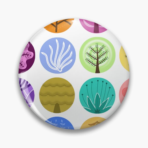 Item preview, Collection of 16 colorful stylized nature and tree icons in circular frames, flat vector illustration of floral and botanical elements. designed and sold by KotchySmile.