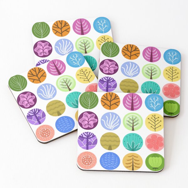 Item preview, Collection of 16 colorful stylized nature and tree icons in circular frames, flat vector illustration of floral and botanical elements. designed and sold by KotchySmile.