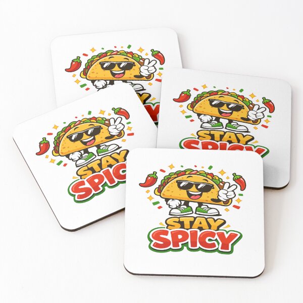 Item preview, Stay Spicy Taco Cartoon – Fun Food Character with Sunglasses, Chili Peppers & Bold Typography designed and sold by Bright Nest Studio.