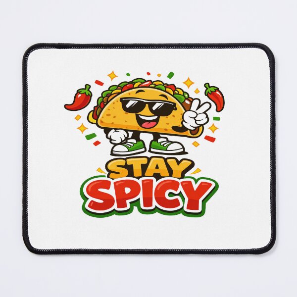 Item preview, Stay Spicy Taco Cartoon – Fun Food Character with Sunglasses, Chili Peppers & Bold Typography designed and sold by Bright Nest Studio.