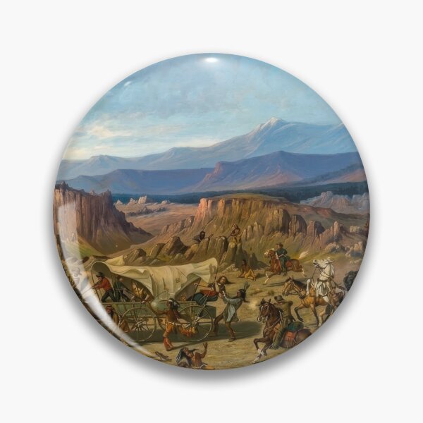 Item preview, American Western Wagon Train Under Attack Vintage Painting designed and sold by TheSoulOfArt.