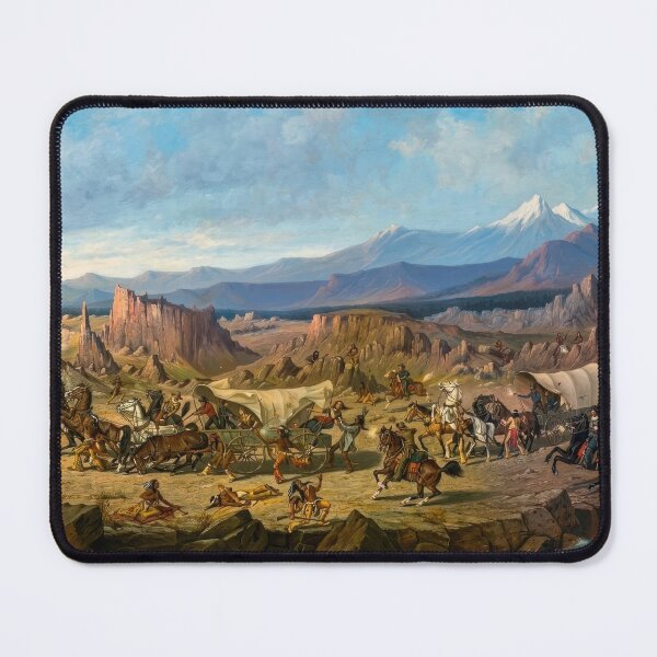Item preview, American Western Wagon Train Under Attack Vintage Painting designed and sold by TheSoulOfArt.