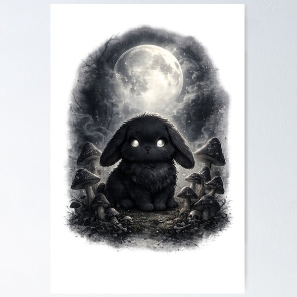 Item preview, Dark Easter Bunny Under Full Moon designed and sold by SasmitaStudioCo.