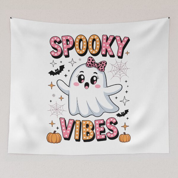 Item preview, Groovy Spooky Vibes Cute Boo Ghost Halloween designed and sold by HellD3vil-Art.