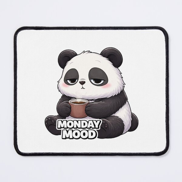 Item preview, Funny Monday Mood panda tired cartoon designed and sold by LazyMoodStudio.