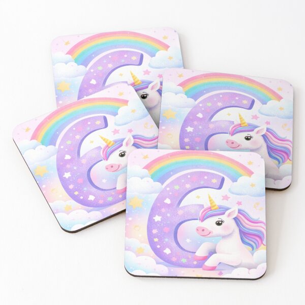 Item preview, Pastel Unicorn 6th Birthday – Cute Rainbow Party Illustration designed and sold by myforestfog.